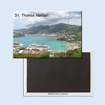 Magneti za hladnjak za putovanja 78*54 mm 21416, Charlotte_Amalie_St. Turistička magneti Thomas Harbor; turistička zona world prirodne ljepote