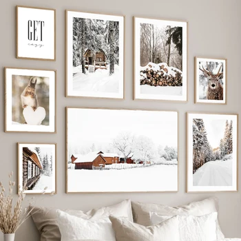 Zimi Snijeg Borovu Šumu Home Los Proteina Zid Umjetnost Platnu Plakati na Скандинавскую Temu I Grafike Zidne Slike Za uređenje Dnevnog boravka