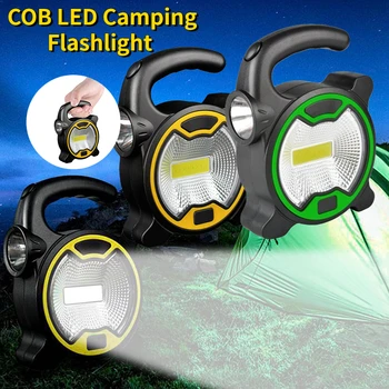 COB LED Led Svjetiljka za Kampiranje 2 Mod Rasvjeta Ručna Svjetiljka za Kampiranje na Baterije Mini Prijenosni s Ručkom za Penjanje
