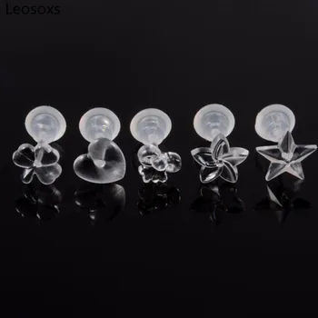 Leosoxs Transparentno Nevidljivi Cvijet Luk Naušnice-Roze Akril Probode Srce Naušnice Set/10 kom.