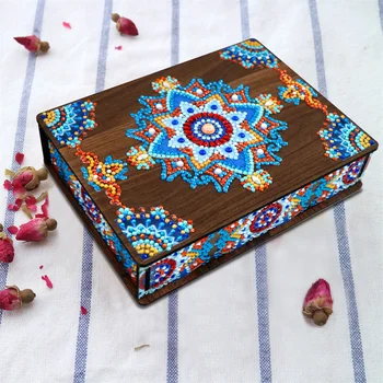 DIY diamond slikarstvo kutija za nakit drvena kutija Mozaik Vez Setovi križićima Prsten Kutija Za Pohranu Nakit za vjenčanje prijatelju