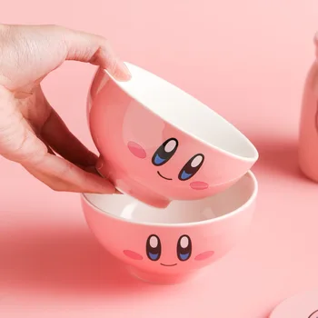 Kawai Kirby Medo Crtani Slatka Roza Keramičke Pirinčana Zdjela Lutke Anime Pliš Igračke za Djevojčice Poklon za Rođendan