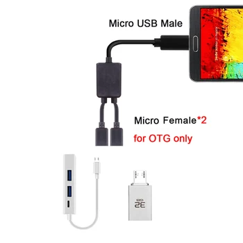 Micro-USB Priključak s dva Micro USB Ženski Kabel-Hub Za prijenosno RAČUNALO, miš, flash disk, tipkovnica i čitač čitač, Hard Disk