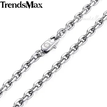 Trendsmax Rolo Link Muška ogrlica, Lanac Od Nehrđajućeg Čelika Srebrne Boje Ton 3/4/6/8 mm KKNM162