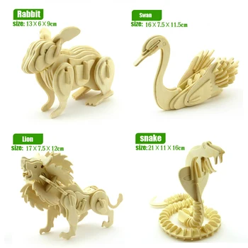 Dinosaur životinje puzzle drvene igračke trodimenzionalni model prikupljene zagonetka igračka DIY za dijete dječje obrazovne 3D puzzle