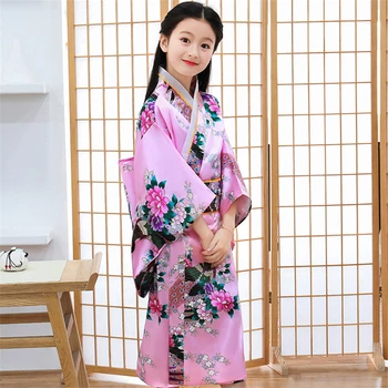 Dječja Kimono u Tradicionalnom Japanskom Stilu, Haljina Юката s Павлином za Djevojčice, Dječji Cosplay, Japanski Odijelo Хаори, Azijski Odjeća, 12 Boja