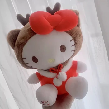 Sanrio Hello Kitty Slatka Od Samta Božić Doll Djed Mraz Los Kawai Krzneni Mekana Mekana Igračka Uređenje Prostorija Home Dekor Pokloni
