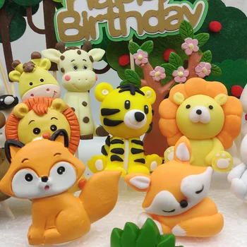 Safari Životinje Torta Topper Dekoracija sretan rođendan torta topper skup Za Rođendan Jungle Safari Ukras Djeca Safari Lav Lutka