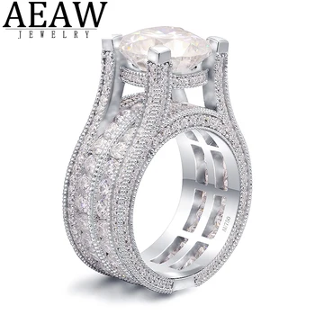 Prsten od bijelog zlata AEAW s муассанитом okruglog oblika 7CTW D 18K AU750 od bijelog zlata Prošlo Dijamant test Elita Vjenčanje Dekoracije Za Zurke