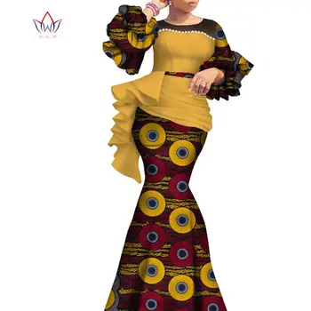 2022 Duge Afričke Haljine Za Žene Дашики Nigerija je Tradicionalni Svadbeni odjeće Базен Riche Vosak biserna haljina Fenjer Rukava WY7769