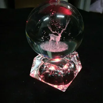 3D Kristalna Kugla sa Lasersko Graviranje Model Los, Kugla, Kristalno Ukras, Kristalna je kugla, Dekoracija Za Dom Dekor, Poklon Za Rođendan i Božić