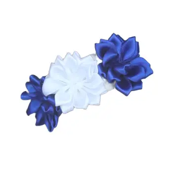 Kraljevski Plava Bijela Atlas Flores Vjenčanje Cvijeće Na Zglob Visa de novia Biseri Svilene Vrpce Corsages Cvijeće Na Zglob DIY SW0678