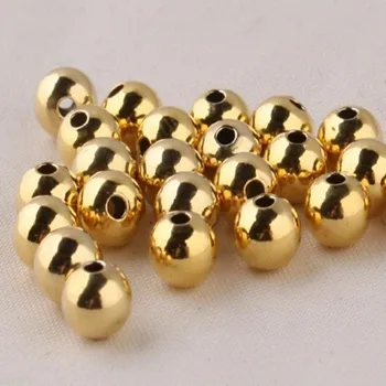 Pravi Perle od Žutog Zlata 14K 3 mm, Sreća, Glatka Prijenos Zrna, Diy Nakit, Ženski poklon