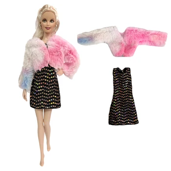 NK 2 predmet/kit, Moderan haljina, moderan šal + Suknja ručni rad, Casual Odjeću Za Barbie, Odijevanje, pribor za lutke, igračke za djevojčice