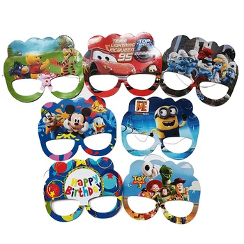 6PCS Disney Mickey Mouse Proizvodnja Maska poveze Rođendan Dekor Princeza Mcqueen Tema Party Maska Dječji Tuš Dječji Dar