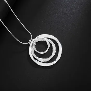 AGTEFFER 925 sterling srebra 18 inča tri kruga privjesak krug ogrlica mat Za žene moda vjenčanje nakit Šarm